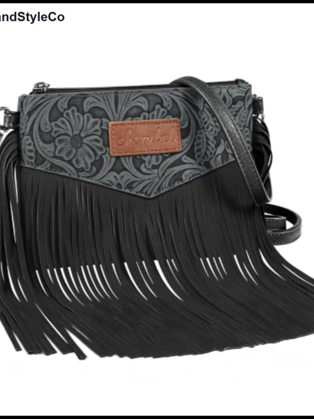Western Fringe Crossbody Purse - Faux Leather Wristlet with Detachable Strap